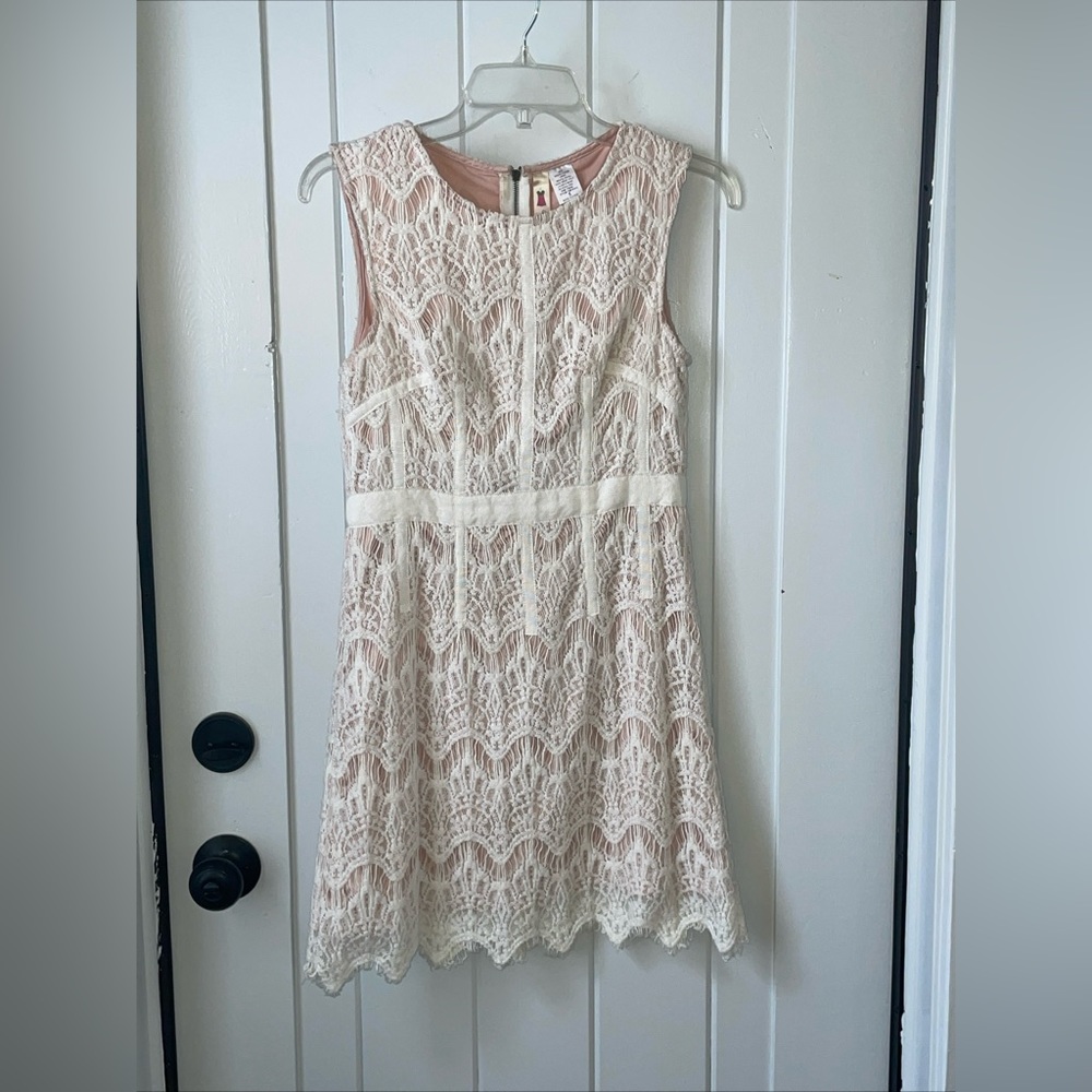 Pink White Crochet Alice Moon Dress Size S